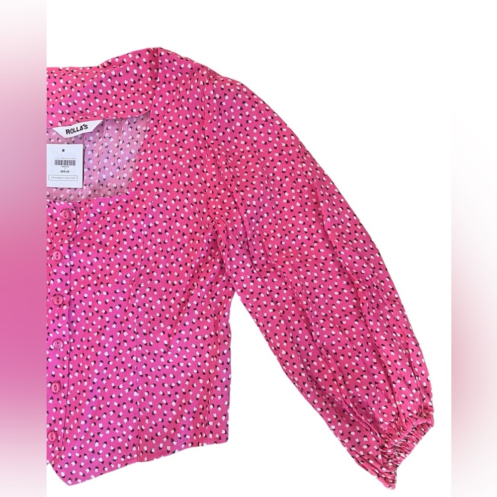 ROLLA’S Roxanne Mini Tulips Blouse in‎ Hot Pink - Picture 5 of 11
